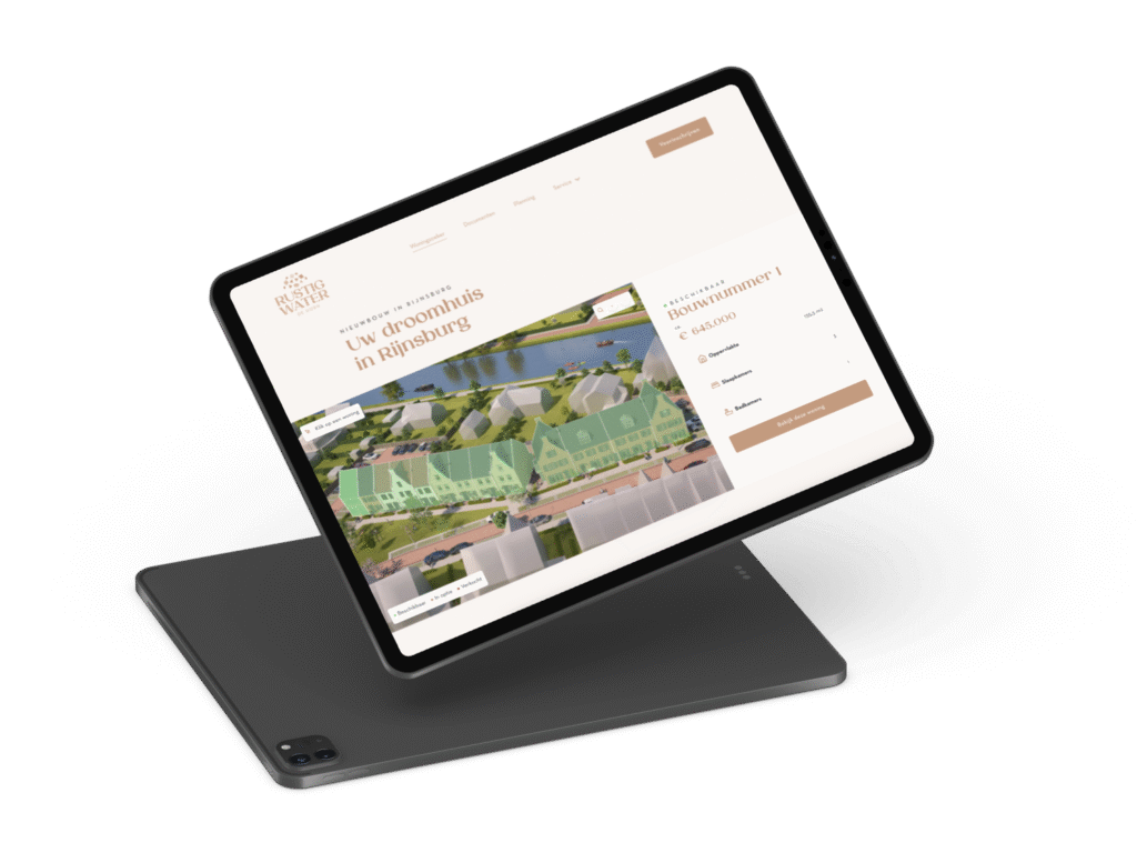 ipad met daarop de woningkiezer voor Rustig Water